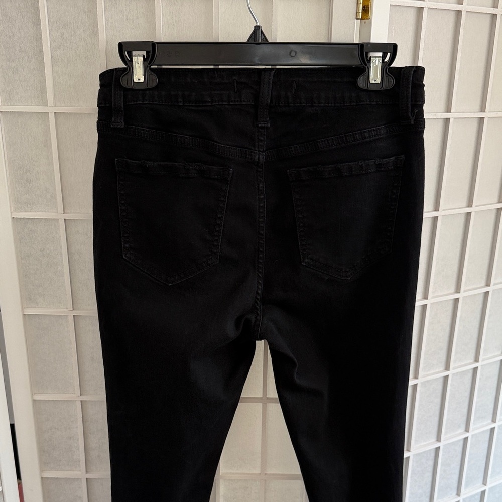 Eunina Clara High Rise Skinny Crop Black Distressed Jeans Size 7 - Picture 5 of 7